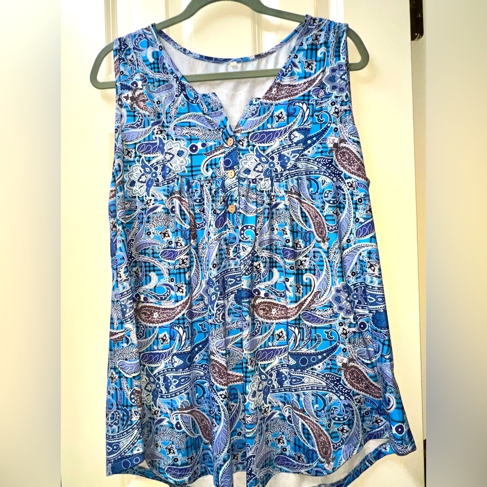 Womens Plus Size Tunic Tank Tops Printed Sleeveless.Unbranded EUC